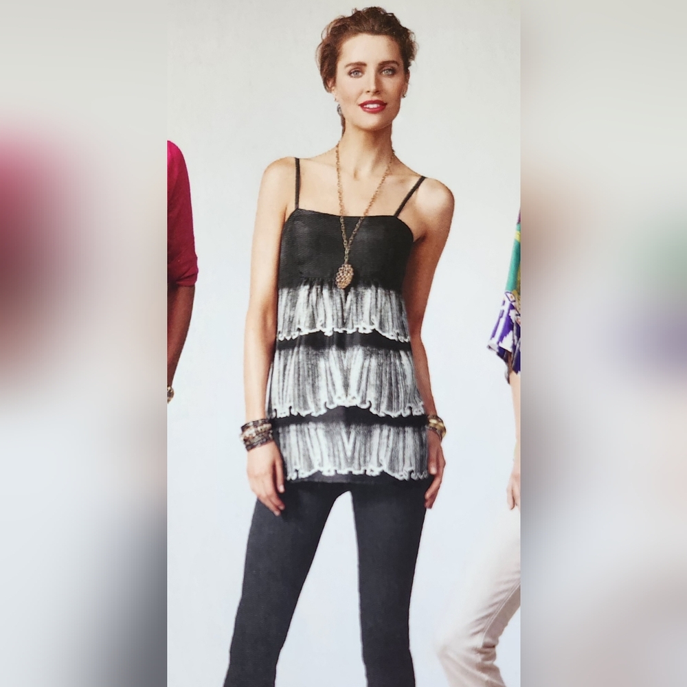 Elegant Black and White Silk Dazzle Tunic CAbi Style 729